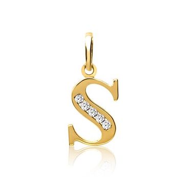 8 quilates colgante de oro letra S con circonita