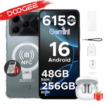 DOOGEE Note56 Plus Edición VIP, Teléfono Inteligente Android 16 Gemini AI, Batería de 6150 mAh, 48 GB de RAM (6+42), 256 GB de ROM, Cámara de 50 MP