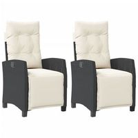 pack 2 uds sillones reclinables jardin  silla de jardin  silla de exterior con reposapies ratan pe negro