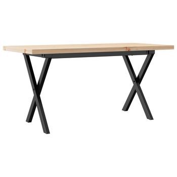 Mesa De Café - Mesa De Centro Marco X Madera Maciza Pino Y Acero 90x40x45,5 Cm