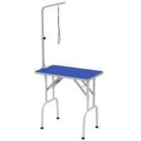 pawhut mesa de peluqueria canina plegable con encimera antideslizante brazo ajustable 81x485x80 cm azul