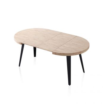 Mesa de comedor redonda extensible 120-200x120 cm negro roble