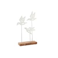 figura mango hierro 32x10x51 pajaros blanco