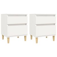 mesita de noche 35x40x50 cm madera trabajada y madera maciza de eucalipto - blanco