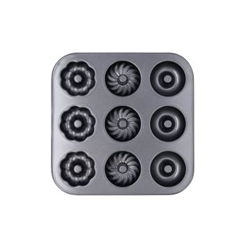 Bandeja 6 donuts acero gris 26,3x26,3x2,4 cm