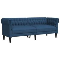 sofa chesterfield de 3 plazas tela azul