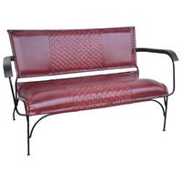 banco de metal y piel marron 112x62x75