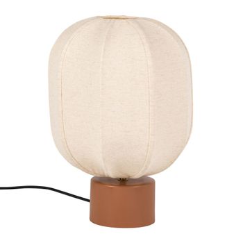 Lámpara de mesa de acero marrón y algodón blanco roto Alt. 39 cm