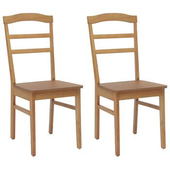 Silla De Comedor 2 Uds. Madera De Caucho Sólido Natural Vidaxl