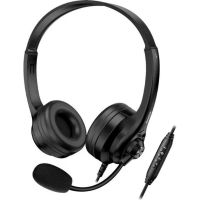 auriculares genius hs-235u ai con cable usb-c y usb-a para oficina microfono y copilot negro