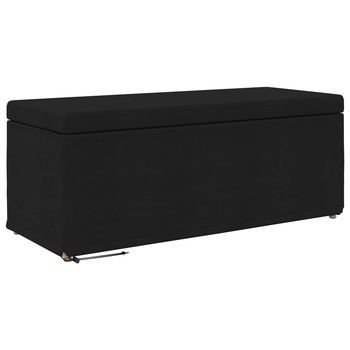 Taburete Negro 101 X 41 X 40 Cm Tela Y Madera Ingeniería Vidaxl