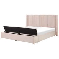 cama con somier de terciopelo rosa pastel 180 x 200 cm reposacabezas banco noyers