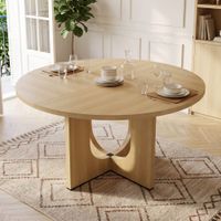 mesa de comedor redonda efecto roble 4-6 personas 120x120 cm