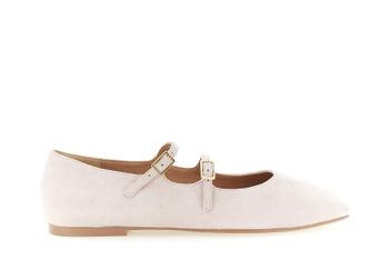 bailarinas de ante con doble cordón y hebilla. beige 40