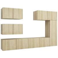 set de muebles salon tv 6 pzas madera ingenieria roble sonoma vidaxl