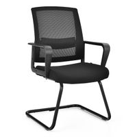 costway silla de conferencia de oficina forma trineo respaldo ergonomico de red asiento acolchado soporte lumbar regulable 60 x 545 x 94 cm negro