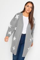 yours cardigan largo gris de estrellas mujer curvy y tallas grandes yours