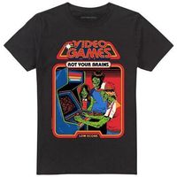steven rhodes camiseta video games rot your brains para mujer
