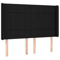 cabecero cama  panel de cabecera con orejas de tela negro 147x16x118128 cm