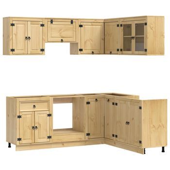 Armario Con Estante Ski 8 Pcs Marrón Miel Madera De Pino Macizo Vidaxl