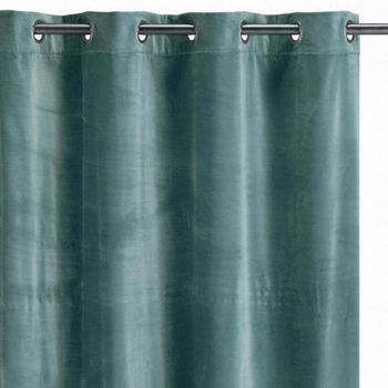 Cortina Lisa Elise En Terciopelo Algodón 100% - Verde Grisáceo - 140 X 280 Cm