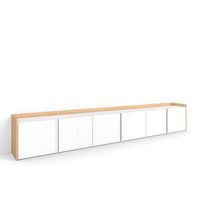 mueble tv television muebles de salon almacenaje 309x50x35 cm para tv hasta 80 con almacenamiento estilo moderno blanco y roble soft