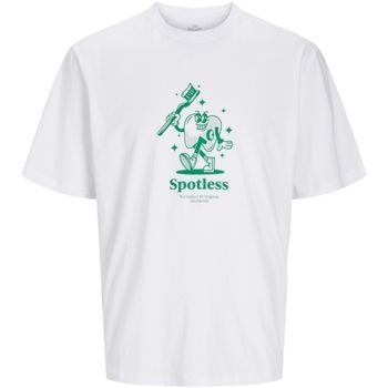 Jack & Jones Camiseta 12263604 JORGAME TEE SS CREW NECK TG BRIGHT WHITE PRINT GREEN para hombre