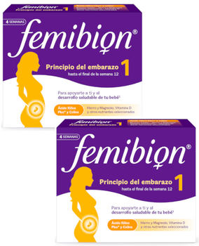 Femibion 1 Primer Trimestre de Embarazo, Semanas 1-12, Ácido Fólico Plus y Vitaminas 2x28 Comprimidos
