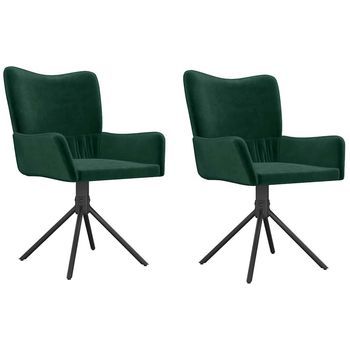 Sillas De Comedor Giratorias 2 Unidades Terciopelo Verde Oscuro Vidaxl