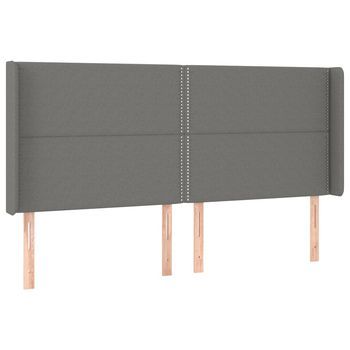 Cabecero Cama | Panel De Cabecera Con Orejas De Tela Gris Oscuro 183x16x118/128 Cm