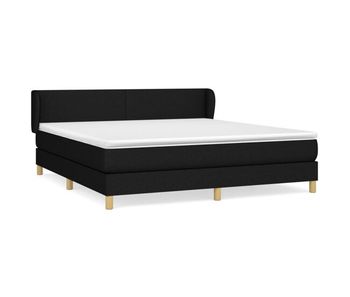 Cama box spring con colchón tela negro 160x200 cm diseño plano