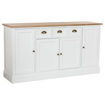 Aparador de madera de 4 cajones y 4 puertas blanco
