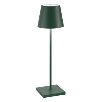 Lámpara De Mesa Led Poldina Pro Verde Oscuro Recargable Y Regulable Con Batería De Hasta 12 Horas