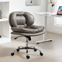silla de oficina de cuero sintetico homcom 62x65x83-93 cm gris oscuro