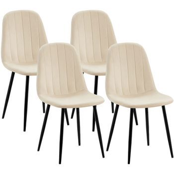 Juego De 4 Sillas De Comedor Baxter De Terciopelo Crema 54x45x88 Cm Clp