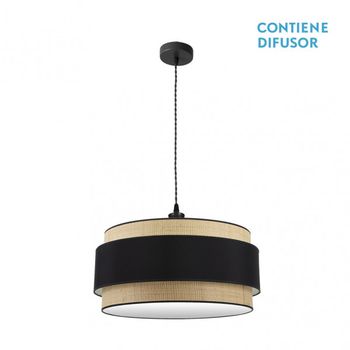 FABRILAMP Colgante Natural/negro 3luces modelo Kandy
