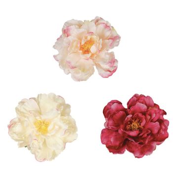 Mezcla de 3 flores artificiales crema y rojo d15