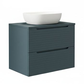 Kibath Mueble De Baño Con Lavabo Boreal 60x45 Cm Acabado Azul Oceano Mate 2 Cajones Suspendido