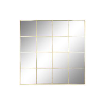 Espejo Hierro Cristal 122x1x122 Ventana Dorado