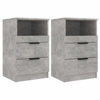 pack 2 uds mesita de noche  mesa auxiliar  mesilla madera contrachapada gris hormigon
