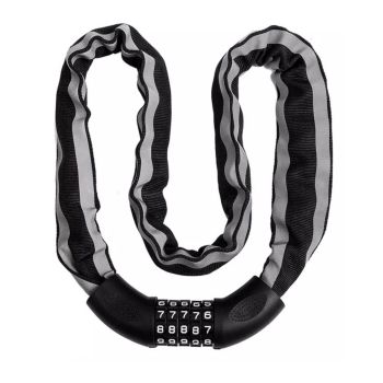 Candado Antirrobo Máxima Seguridad para Bicicleta, Cadena para Bici con combinacion, Dispositivo de Seguridad con 5 Cifras Contraseña, Reflectante, de 90cm, para ciclismo de montaña Código de Bloqueo