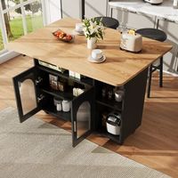 isla de cocina - negra - mdf y metal - 120x70x795 cm - diseno elegante