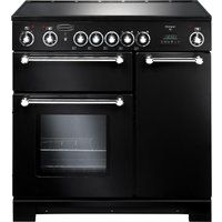 rangemaster kitchener 90 electric ceramic range cooker - black  chrome black