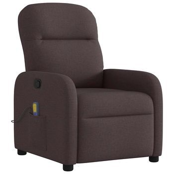 Sillón De Masaje Reclinable De Tela Marrón Oscuro Vidaxl