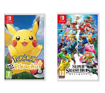 NINTENDO SWITCH Super Smash Bros. Ultimate & Pokemon Let's Go, Pikachu! Bundle