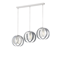 tobias lampara colgante con floron rectangular y difusores cortados a laser en hierro lacado blanco y gris con cable electrico orientable 3 luces