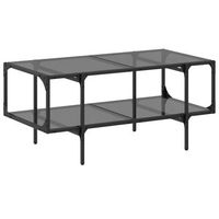 mesa de cafe - mesa de centro superficie de vidrio acero negra 985x50x45 cm