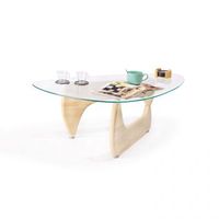 mesa de centro leyna cristal transparente - madera clara 110 x 40 x 70cm cm