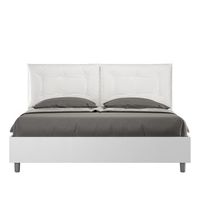 cama con almacenaje 160x200 fresno blanco cojines cuero sintetico blanco egos annalisa