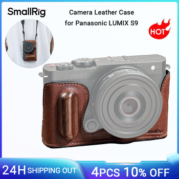 SmallRig-Media Funda de cuero para cámara S9, Funda de cuero para Panasonic LUMIX S9 con agarre de madera incorporado y orificio para correa para trípode-4703